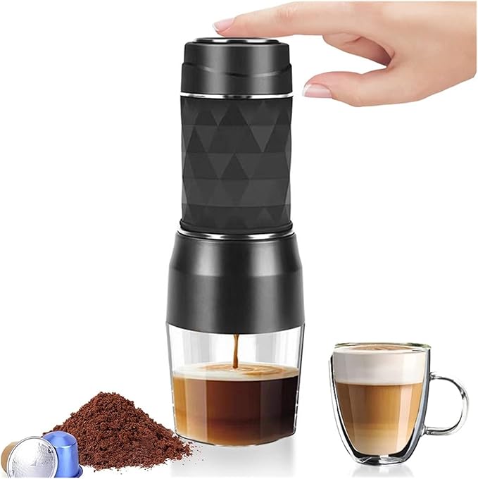 Coffee Maker Hand Press Capsule Ground Coffee Brewer Portable Coffee Machine Fit Coffee Powder and Coffee Capsule
