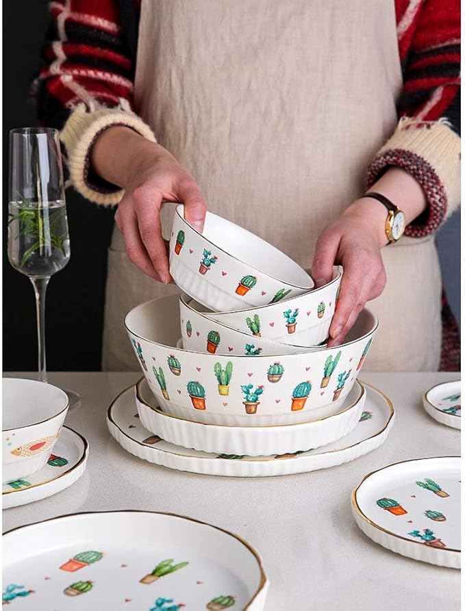 Ceramics Dinner Set Kitchen and Dining Service Creativity Kitchen Dinnerware Set BPA-Free Dishwasher Safe Best for Indoor and Outdoor Party Creativity Villa Table Decor