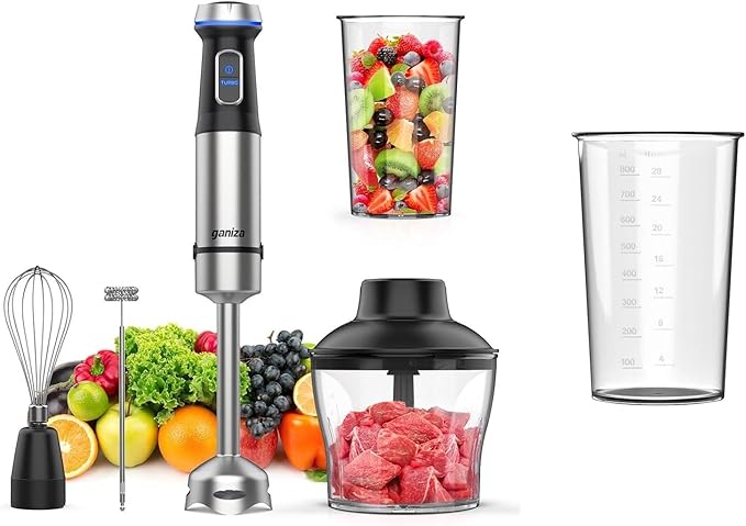 Ganiza GH10 5-in-1 Immersion Blender Handheld and An Extra 800ml Mixing Baker Bundle