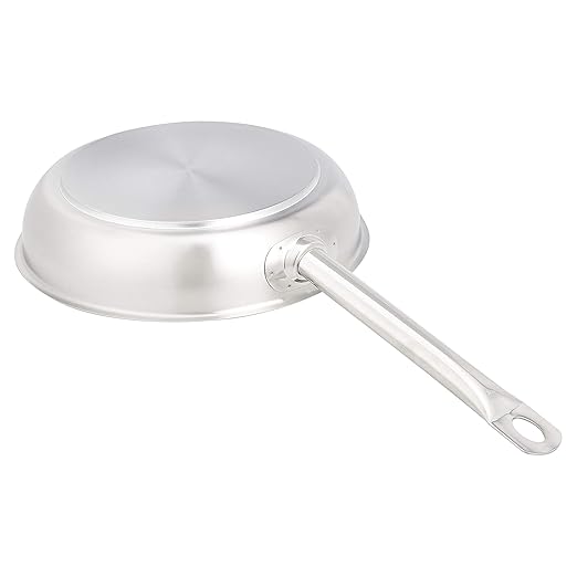 Amazon Basics 3-Piece Stainless Steel Aluminum-Clad Fry Pan Set Dishwasher Safe Induction Compatible Oven Safe to 500°F 8 9 1/2 and 12