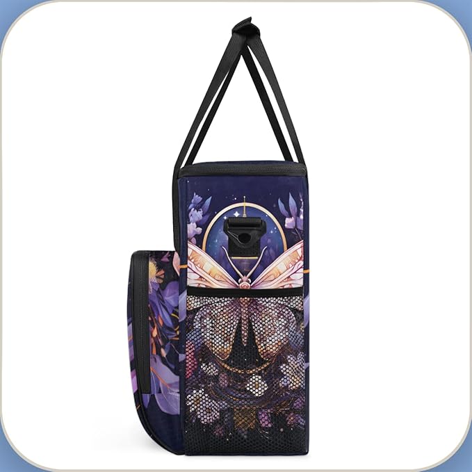 Gothic Butterfly Coffee Maker Carrying Bag Flowers Butterfly Travel Storage Bag Compatible with K-Mini or K-Mini Plus Single Serve Coffee Brewer Carrying Case with Multiple Pockets &amp Shoulder St