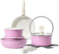15Pcs Pots and Pans Set Non Stick Cookware Sets with Detachable Handle Nonstick RV Kitchen Cooking Tools Removable Handles Oven Safe Induction Fast Stackable Induction Cookware Pink