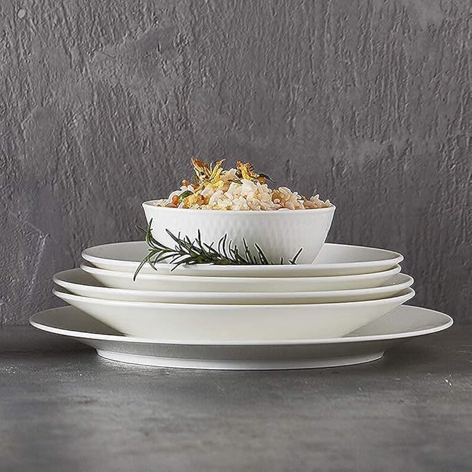 Dinnerware Set Dinner Party Tableware Service Set White Porcelain Dinnerware SetCeramic Plates and Bowls SetsVintage Round Dishes Set Dinner Plate