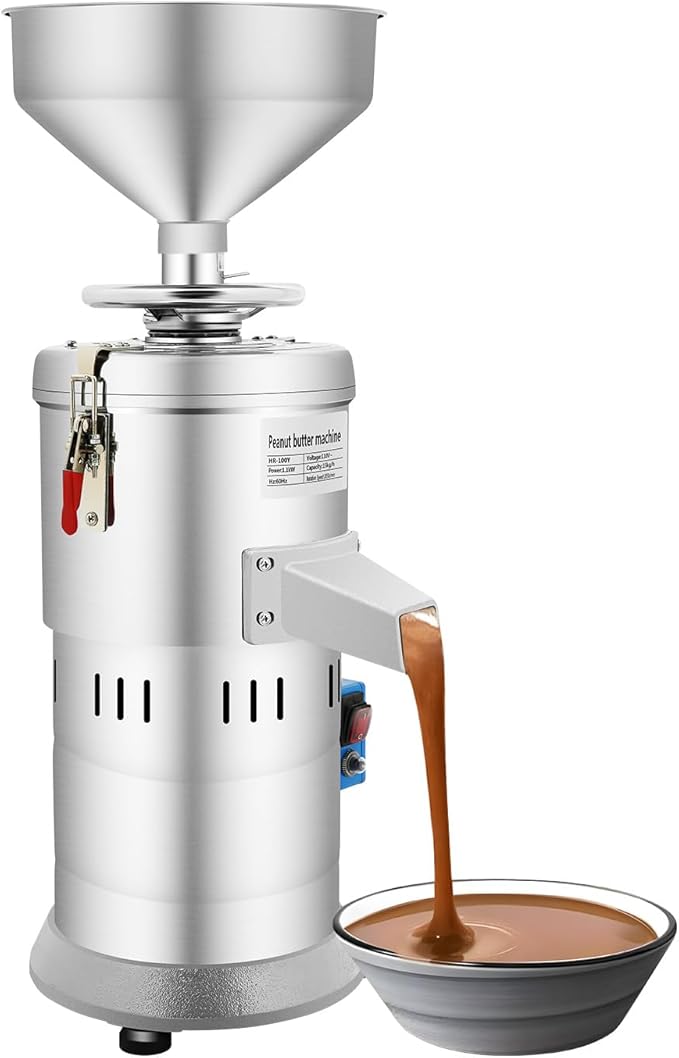 Peanut Butter Maker Machine 110V 1100W Electric Grain Grinder 33 lbs/h Sesame Sauce Grinder for Groundnut Almond Cashew Nut Butter Machine with US Plug for Home Commercial Use