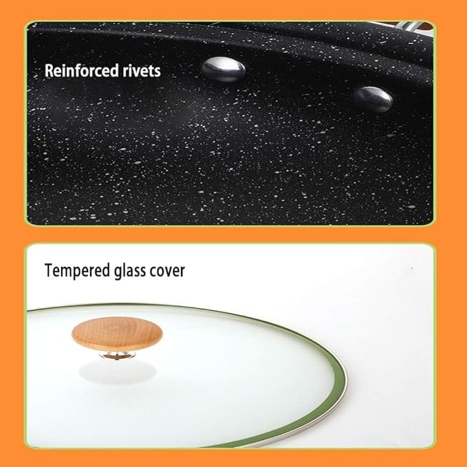 Kitchen Cooking Sets 3Pcs Cookware Set Iron Non-Stick Pan with Tempered Glass Lid Comfortable Handle for Gas Induction Cooker Cookware Sets