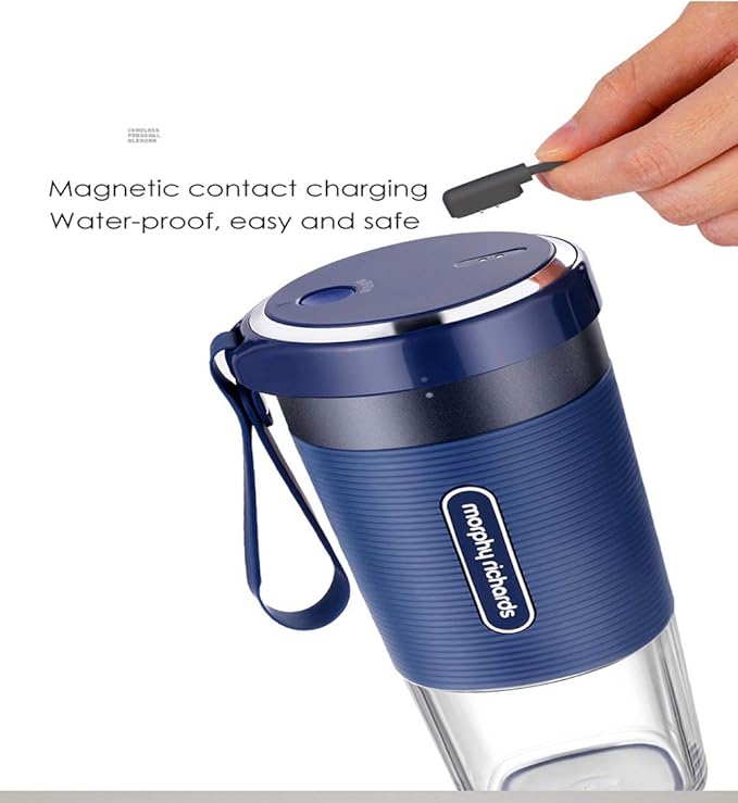 Portable Blender Mini Blender Smoothie Maker with USB Rechargeable Electric Blender Professional Commercial for Vegetables and Fruit Smoothie Maker Blender Food Processor 1400Mah 300MlBlue