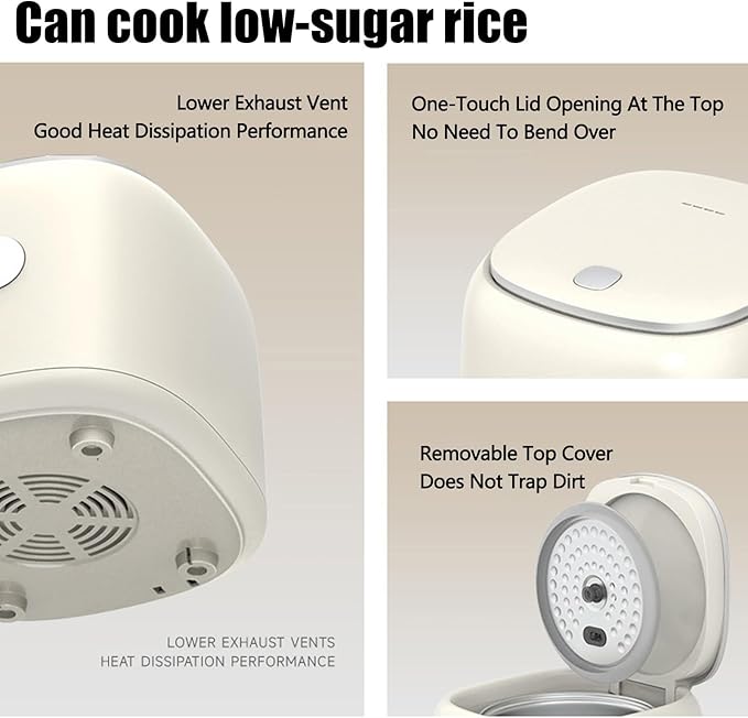2.5L Portable Rice Cooker Low Sugar Rice Cooker 8 Cooking Modes Stainless Steel Inner Pot and Steamer