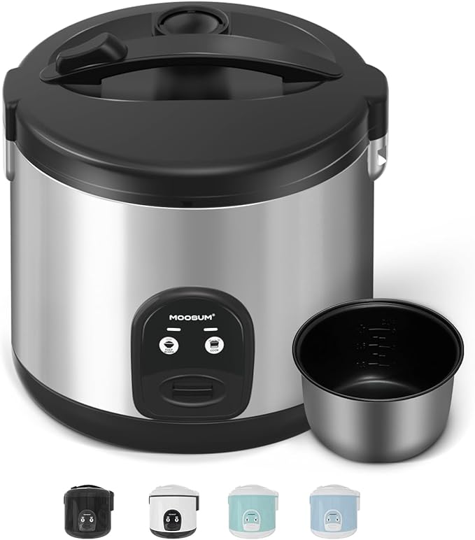 Electric Rice Cooker with One Touch for Asian Japanese Sushi Rice 10-cup Uncooked/20-cup Cooked Fast&ampConvenient Cooker with Steamer Stainless Steel Housing and Auto Warmer