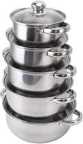 5pcs Stainless Steel Stock Pots Set Non Stick Kitchen Cookware Set Saucepan with Glass Lid Double Handle Stockpot Soup Pot for Soup Pasta Stew Dishwasher Safe