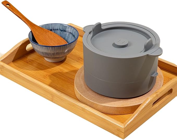 Microwave Low Carb Rice Cooker Container Diet Low Carb Rice Silicone Rice Cooker Gray