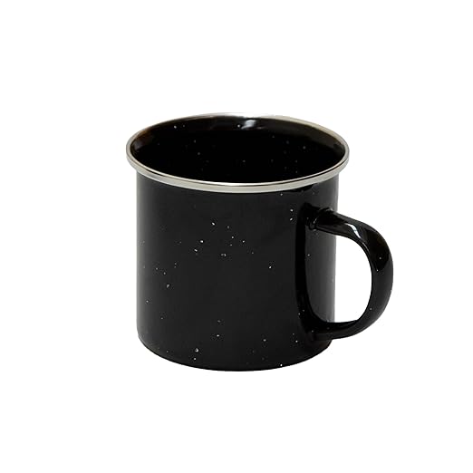 Stansport Enamel 8-Cup Percolator Coffee Pot and 4-Mug Set - Heavy-Duty Campfire Coffee Maker with 12oz Mugs - Percolator Stem Included - Double Baked Enamelware for Camping Hiking RV &amp Cabin