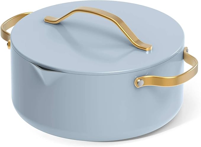 Nonstick Ceramic Cookware Set (12 Piece) Pots Frying Pans Lids and Kitchen Storage Oven Safe Pan Set &amp Compatible with All Stovetops - (Cornflower Blue)