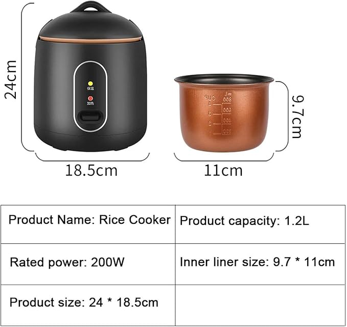 GRFIT 1.2L Mini Electric Rice Cooker Multi-Function 1-2 People Porridge Soup Small Cooking Machine Non-Stick Food Steamer (Color : A)