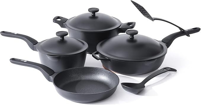 THE ROCK 1TSP 13PCS Cookware Set – Pots and Pans Set Non Stick with ROCK.TEC – Nothing Sticks Never Warps Lasts Longer – Healthy Multifunctional All-in-One Fry Pan Saucepan Stockpot &amp More