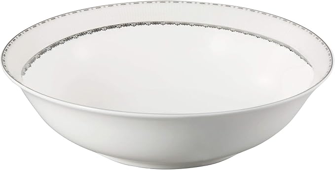 Lorren Home Trends La Luna Bone China 57-Piece Silver Embossed Design Dinnerware Set Service for 8
