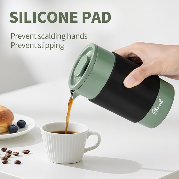 French Press – 350ml Stainless Steel Coffee Press 2 Cup Cafetiere for Ground Coffee Portable French Press