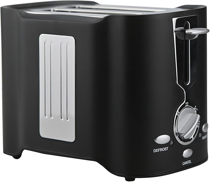 Mini toaster with defrost and cancel functions black compact design automatic power-off