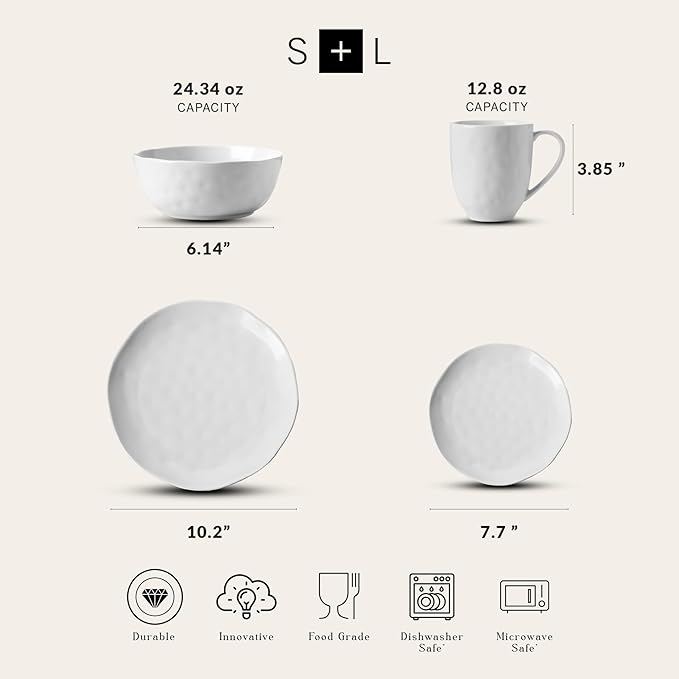 Stone lain Ivy Porcelain Dinnerware Set 24-Piece Service for 6 White