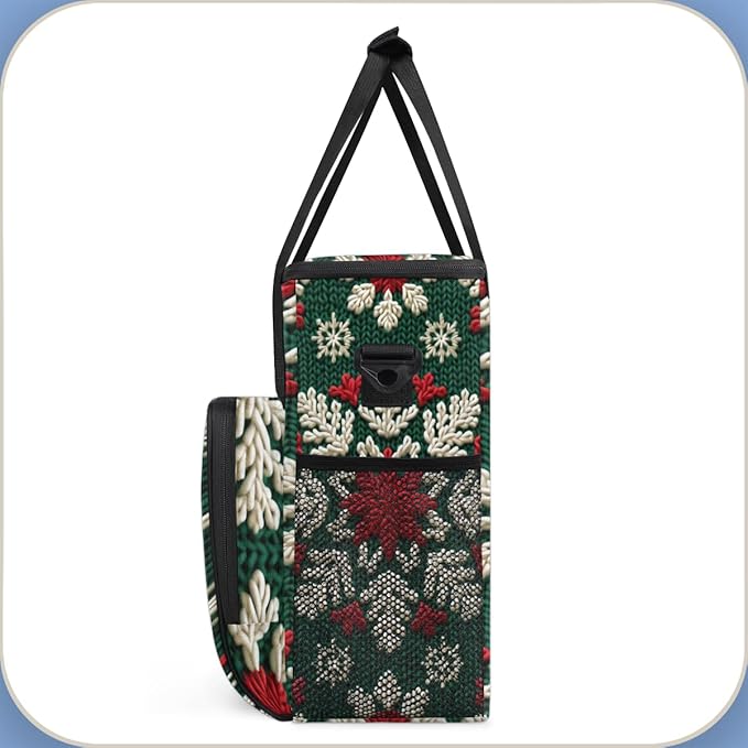 Christmas Snowflakes Coffee Maker Carrying Bag Abstract Snowflakes Travel Storage Bag Compatible with K-Mini or K-Mini Plus Single Serve Coffee Brewer Carrying Case with Pockets &amp Shoulder Strap