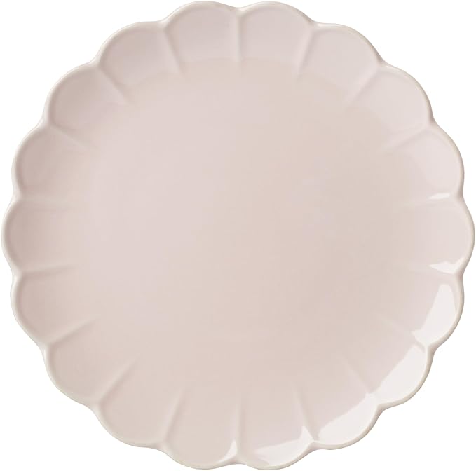 Lenox Dinnerware Set French Perle Scallop Blush 12-Piece Set Service For 4 Stoneware Dishwasher Safe Microwave Safe Plates and Bowls sets Dish Set Plate Set Home And Kitchen (Pink 12 Piece)
