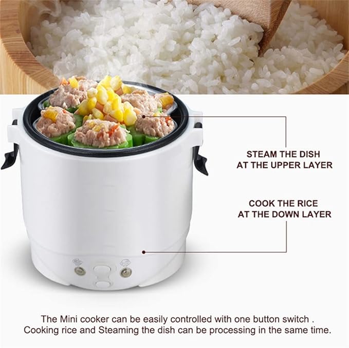 Mini Rice Cooker Electric Heating Lunch Box Meal Heater Warmer Soup Porridge Cooking Machine Food Appliance