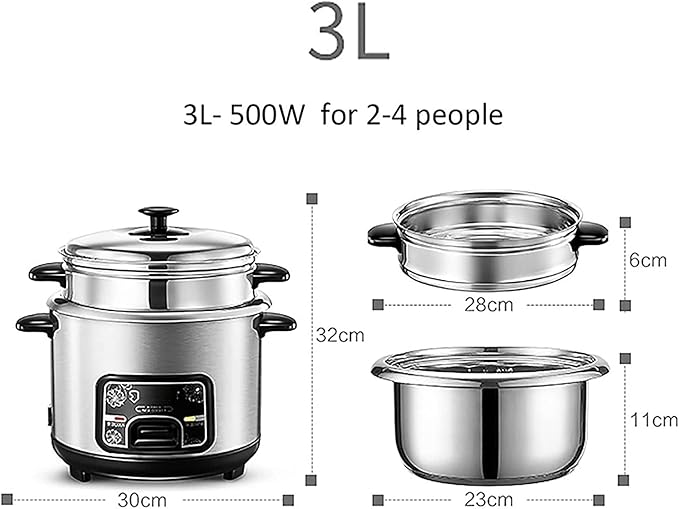 Rice Cookers and Steamer 304 Stainless Steel Food Rice Cooker with Keep-Warm Function (4L) ()