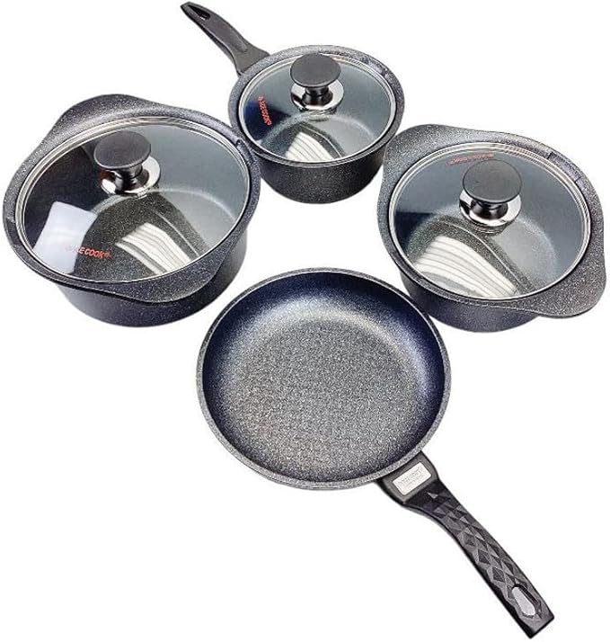 MADE IN KOREA Nonstick Pots and Pans Induction Marble Coating Cookware Set