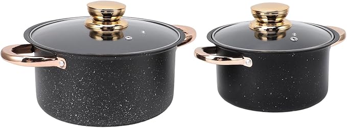 Stainless Steel Cookware Set with Maifan Stone Coating Stick and Good Heat Conductivity Includes Frying Pan Milk Pan and Soup Pots with Glass Lids Ideal for Cooking and Dec
