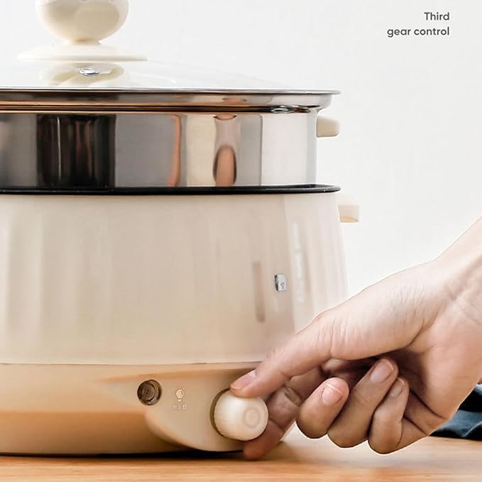 GRFIT Household Multi-Function Double Layer Rice Cooker Electric Pot 1-2 People Non-Stick Pan Hot Pot Rice Cooker Cooking (Color : 22cm)