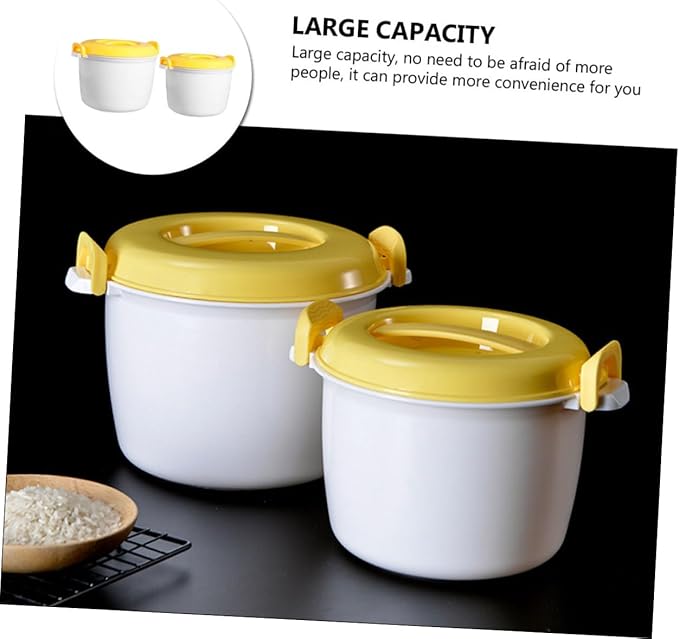 Healifty 2-Piece Microwave Rice Cooker Set Food-Grade Plastic Multi-Functional Steamer for Cooking Rice and Vegetables Portable Lunch Containers for Home and Travel