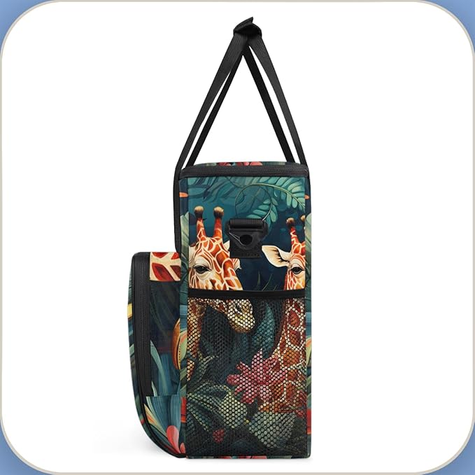 Forest Giraffe Coffee Maker Carrying Bag Cute Giraffe Travel Storage Bag Compatible with K-Mini or K-Mini Plus Single Serve Coffee Brewer Carrying Case with Multiple Pockets &amp Shoulder Strap