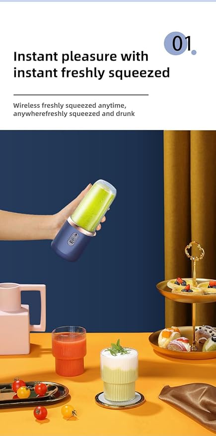 Portable Blender with Rechargeable Battery 400ML Mini Multifunctional Wireless Electric Juice Blender Travel Cup Ideal for Dorm Office Gym Home Use
