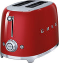 Smeg TSF01RDUK Retro 2 Slice Toaster 6 Browning Levels Extra-Wide Bread Slots Defrost and Reheat Functions Removable Crumb Tray 950 W Red