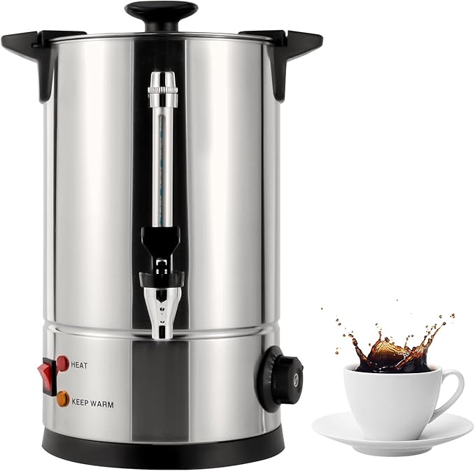 Commercial Grade Stainless Steel Percolate Coffee Maker Hot Water Urn for Catering 8L/2.11gal Premium Commercial Coffee Machine Large Stainless Steel Coffee Maker Metallic