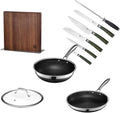 HexClad Hybrid Nonstick 10-Piece Cookware Set 10 Wok 10 Pan 10 Lid 6-Piece Essential Knife Set and Magnetic Knife Block