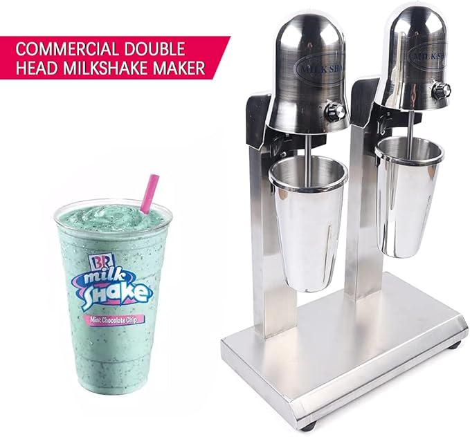 Milkshake Maker Machine Electric Milkshake Blender Maker Commercial Stainless Steel Milk Shaking Machine Double Heads Milk Shaker Electric Drink Mixer for Home Bars Milkshakes Coffee(Style 8)