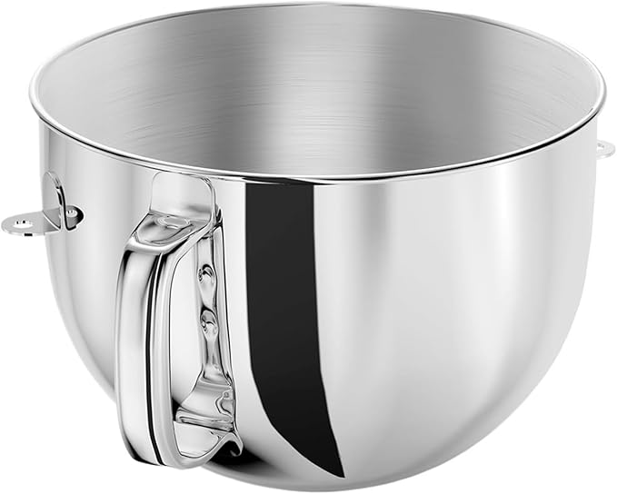 6QT Stainless Steel Mixer BowlCompatibility For Kitchenaid Stand MixersMixing For Tilt-Head With Handle