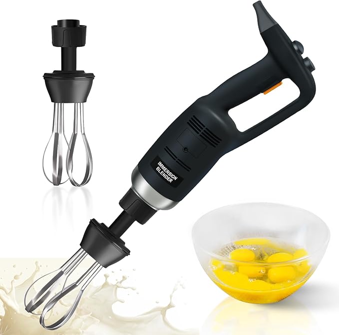 10-in Immersion Whisk Electric handheld blender Milk Frother 500W With Adjustable Variable Speed Detachable Stainless Steel Food Grade Whipping Paddle for Commercial Restaurant/Home Kitchen