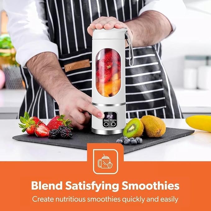 Paramexview® Portable Blender 16oz/500ml for Juices &amp Smoothies with 12 Stainless Steel Blades | USB Rechargable &amp 3 Levels Multi-Speed Control | 50W Powered fusion Portable Blender