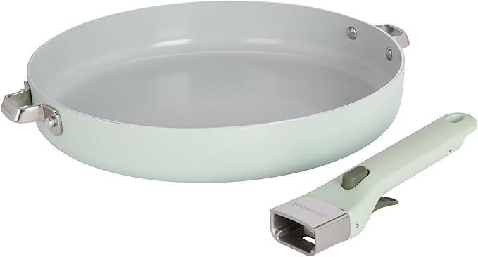 GoodCook Ceramic Frying Pan Skillet with Removable Handle Induction Compatible Nonstick and Oven Safe 12-Inch Sage Green
