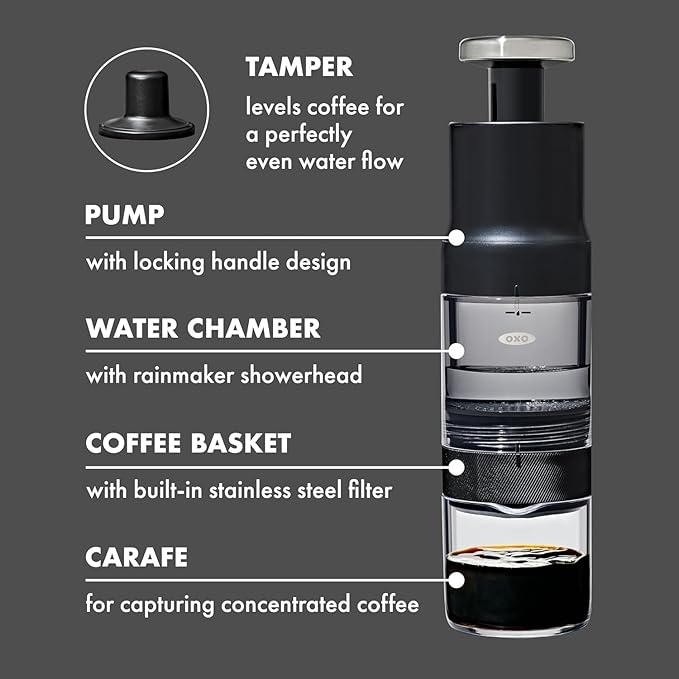 OXO Brew Rapid Brewer - Portable Coffee MakerFast Manual Hot &amp Cold BrewSmall Handheld BrewerCompact Travel Coffee Maker(Pack of 4)