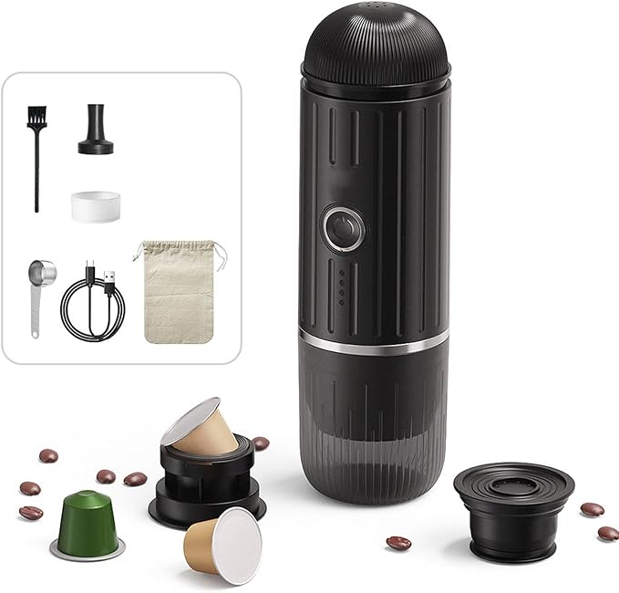 Zunate Portable Espresso Coffee Machine 19BAR Pressure Electric Heating Travel Coffee Maker for Camping Hiking Office Use