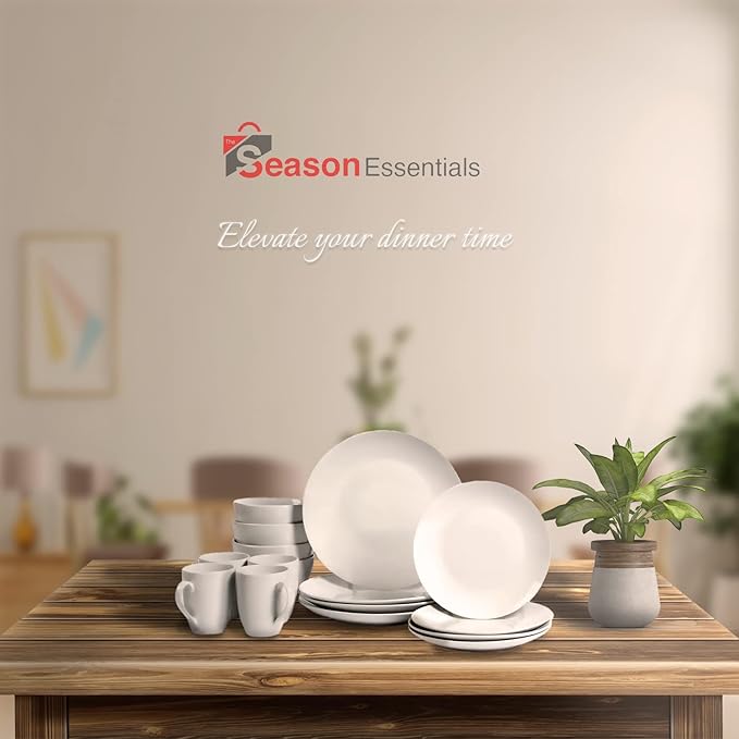 The Season Essentials White Ceramic Dinnerware Set - 16 Piece