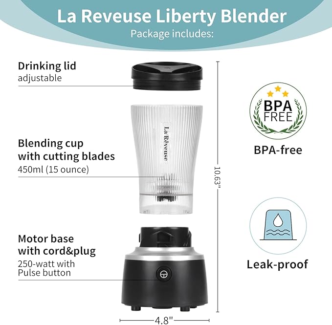 La Reveuse 300W Personal Size Blender (Pink) + La Reveuse 250W Personal Size Blender (Black)