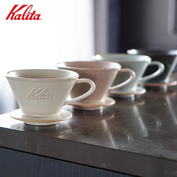 Carita Kalita Coffee Dripper Mino Ware High Heat Retention Pottery for 1 to 2 People DACHI &amp KalitaMI 155 Sand Black #01107 Wave Series Made in Japan Drip Equipment For 1 Person