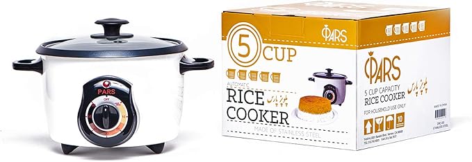 Pars Automatic Persian Rice Cooker - Tahdig Rice Maker Perfect Rice Crust 5 Cup