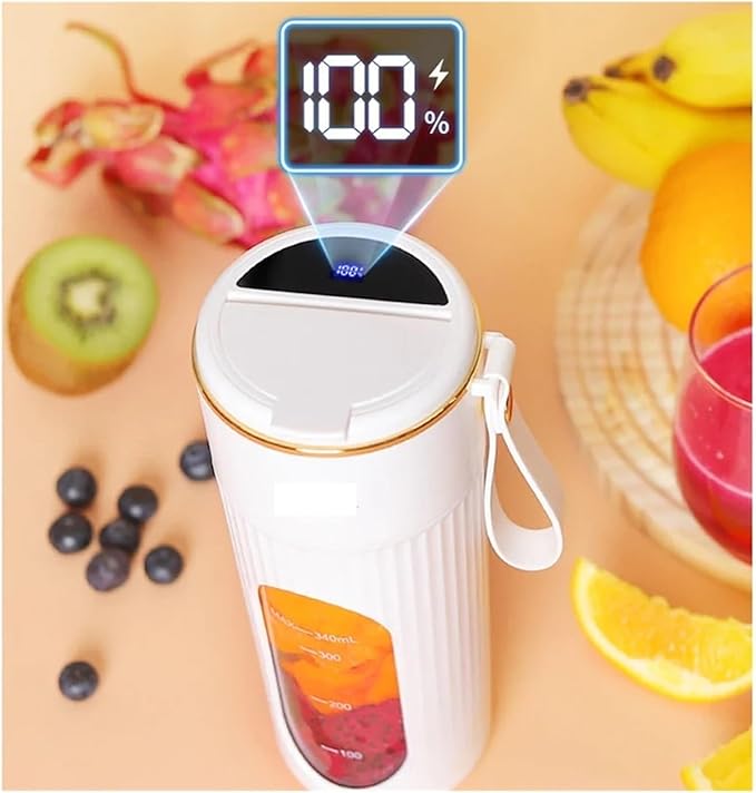 Fit for 340ml Portable Electric Juicer with LCD Display - Rechargeable Fruit Juice Cup for Outdoor Travel 14 Blades(B)