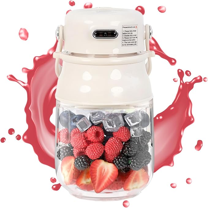 Rechargeable Portable Blender - Sturdy Versatile Small Glass with Jar Personal Mixer for Kitchen Travel Fruits | Multipurpose Outdoor Indoor Utility Ergonomic