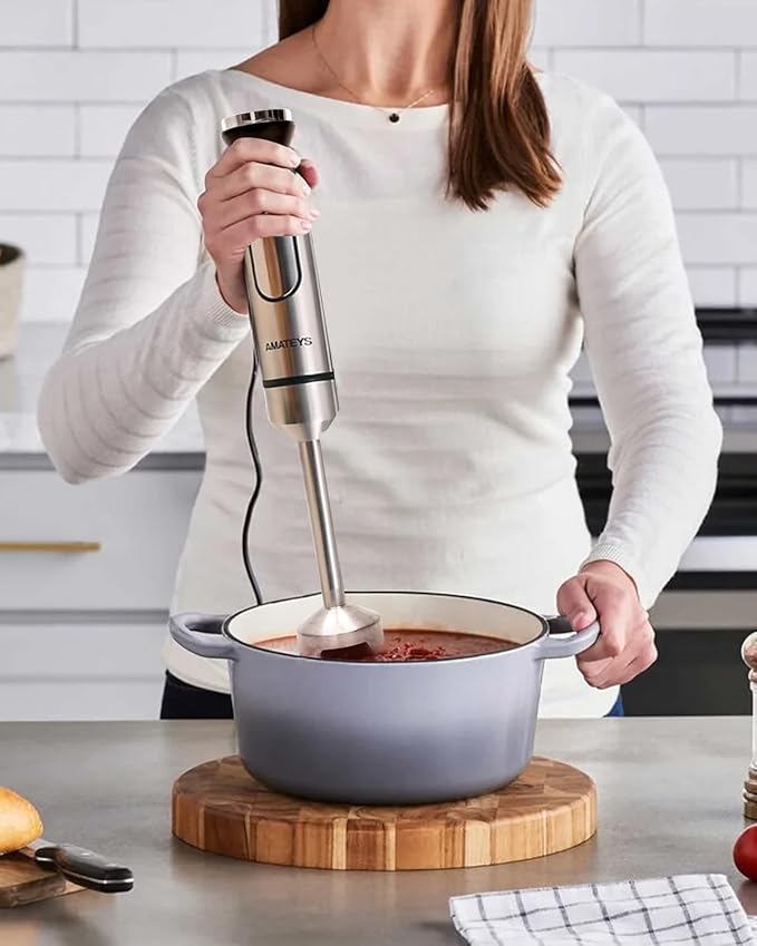 Immersion Blender Handheld700W Hand Mixer Infinitely Variable SpeedsMulti-function Stainless Steel Stick Electric Kitchen Smoothie Blender with Detachable Whisk Milk Frotherfor Soup Puree