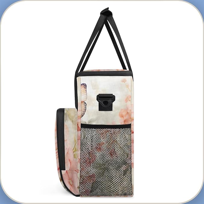 Dreamy Butterfly Coffee Maker Carrying Bag Flowers Butterfly Travel Storage Bag Compatible with K-Mini or K-Mini Plus Single Serve Coffee Brewer Carrying Case with Multiple Pockets &amp Shoulder St